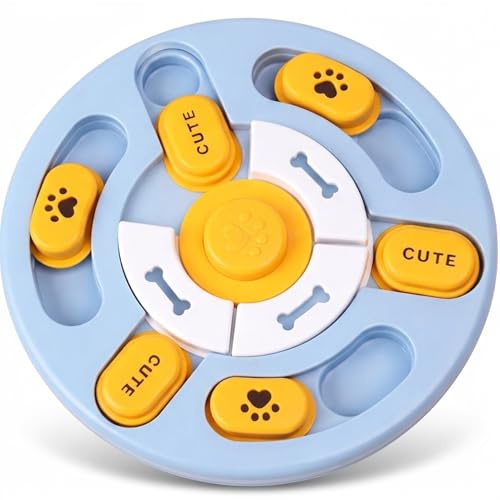 Juguete Interactivo para Perros y Gatos - Puzzle con Botón de Sonido Interactivo - Slow Feeder Antiestres con Compartimentos -Juego de Estimulación Mental - Base Antideslizante - Comedero Lento