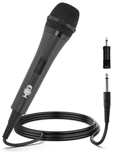 Singing Machine Wired Microphone for Karaoke, (Black) - Unidirectional Dynamic Vocal Microphone - Plug-in Microphone for Karaoke Machine, AMP, & Speaker - Mic for Singing, Public Speaking, & Parties