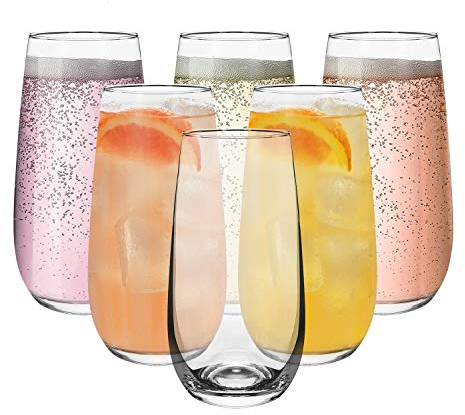Vinsani 6 x 490ml Hiball Glasses - Modern Highball Stylish Tall Drinking Tumblers for Cocktails Water Juice Durable Glassware for Everyday Use & Entertaining - Dishwasher Safe