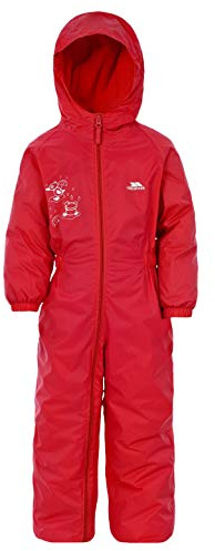 Trespass Unisex Kinder DRIPDROP Wasserdichter Regenanzug Mit Kapuze, Rot (Signal red), 18-24 Monate
