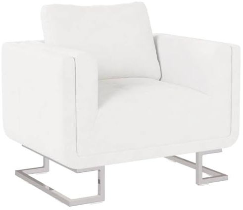 vidaXL Poltrona a Cubo in Similpelle Bianco con Piedini Cromati Arredo Casa