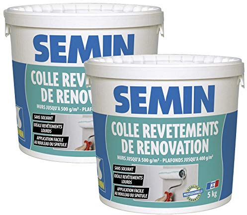 Semin - Colle Revêtements de Rénovation Lisse - Pâte - Prête à l'Emploi - Seau de 5 kg (Lot de 2)