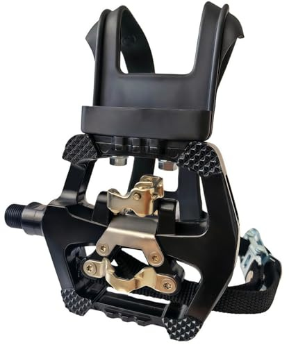 COZYROOMY Professional SPD Bike Pedals with Toe Clips & Straps | 3-in-1 SPD Clip/Platform/Toe Clip for Spin, Peloton, Schwinn, Indoor Cycling | 9/16 Axle, Dual - Sealed Bearings & 2-Year Warranty
