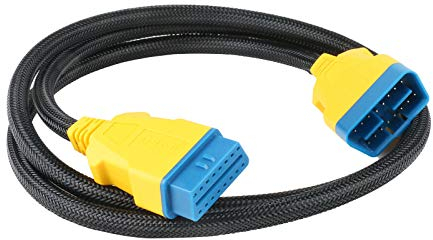 OURANTOOLS OBD-2 Verlängerungskabel Adapter Kompatibel Extender Diagnosestecker mit Nylon Material für Fahrzeuge Diagnosegerät (16 Pin 1.5 m Male to Female)