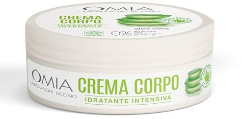 Omia - Crema Corpo Giara Eco Bio con Aloe Vera del Salento, Crema Idratante, Lenitiva e Rinfrescante, Ideale per Pelli Secche, Non Unge, Dermatologicamente Testato - Flacone da 150 ml
