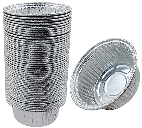 Plateaux en aluminium ronds pour grillades Plaque à pâtisserie en aluminium - 50 pièces Plateaux en aluminium jetables, Plateaux à gâteaux, pour la cuisson, petits récipients 12x10cm, 4cm 250ml