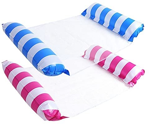 2 Stücke Aufblasbare Wasserhängematte, 4 In1 Wasser Hängematte, Aufblasbares Schwimmbett, Pool Wasser Luftmatratze Loungesessel Pool Mit Netz, Wasserhängematte Bett Liege Für Erwachsene Und Kinder