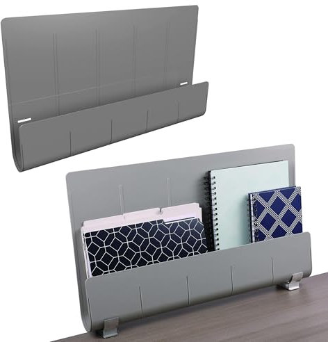 Deflecto Space Saving Desk Accessories, 24 Store 'n' Screen Privacy Panel with Extra Storage and Desk Tidy - Grey