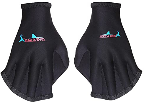 Luckxing Guanti da Nuoto palmati per Uomo - Scuba Diving, Snorkeling, Pesca Subacquea, Surf Piscina Termale Nuoto Pagaie per Acqua Aerobica, Nero