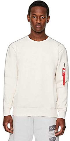 Alpha Industries Dragon EMB Felpa da uomo, Suéter pulóver Hombre, Jet Stream White,