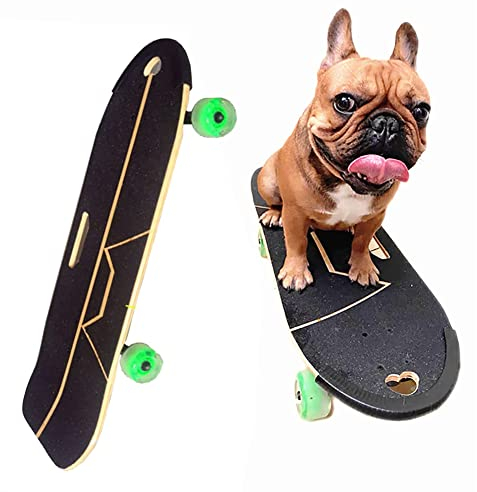 KIDDEX Hunde-Skateboard mit Surfständer, Haustier-Skateboard, Skateboard mit bunten PU-Rädern für Englisch-Französische Bulldogge, Starke Brettoberfläche, Schwerkrafthalterung 85X27cm