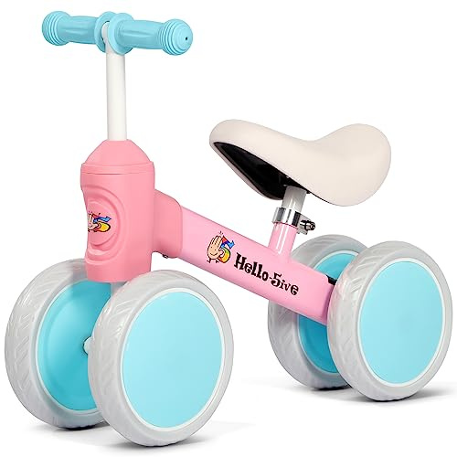 Hello-5ive Baby Balance Bike,Indoor Outdoor Toys Baby Ride On Bike No Pedals for 1-2 Year Old Boys Girls Kids Toddlers First Bike, Best Gift (pink & blue)