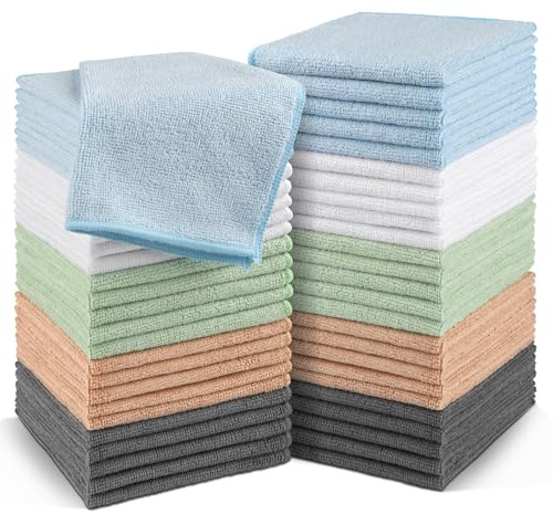 Orighty Washcloths Bulk Towels Set 50 Pack, Highly Absorbent and Soft Feel Microfiber Face Cloths, Multi-Purpose Wash Cloths & Hand Towels for Bathroom, Hotel, Spa, and Gym, 12x12 Inch, Multi-Color