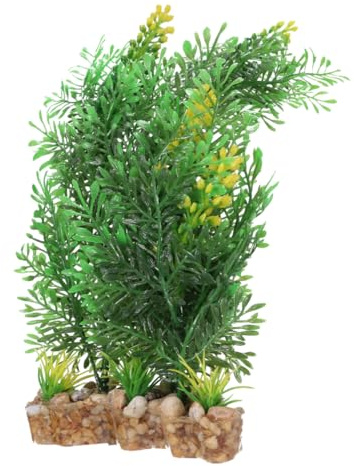 Housoutil Fish Tank Decorations Realistic Green Leaf Grass Aquarium Plants Artificial Grass for Fresh