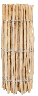 iWerk® – Staketenzaun 120 × 400 cm gerollt – Lattenabstand 7-8 cm | Haselnusszaun zum Stecken für Beeteinfassung & Teichumrandung | Natürliche Deko für den Garten | Holzzaun extra witterungsbeständig