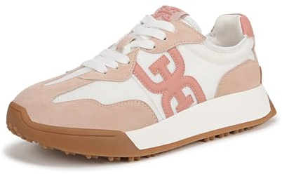 Sam Edelman Women's Langley Sneaker, White/Warm Blush/Washed Coral, 6.5 UK