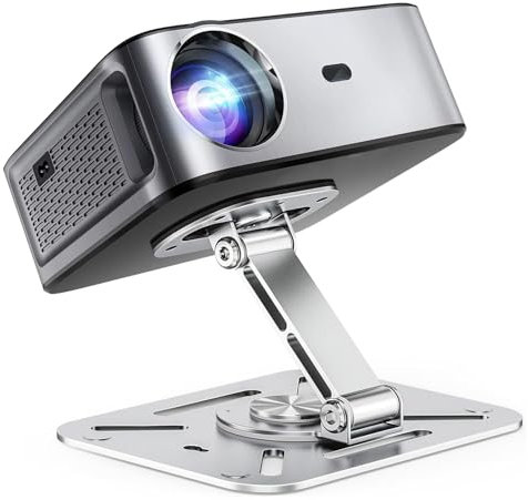 Desktop Projektorhalterung, 360° Drehbare Beamer Wandhalterung, Projektor Deckenhalterung mit 1/4 Zoll Schraubschnittstelle, Multifunktionale Projektor Ständer für Heimkino, Spielzimmer, Büro, Silber