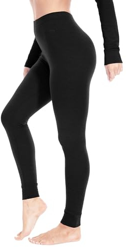 Women's 100% Merino Wool Base Layer Bottom Lightweight Black L