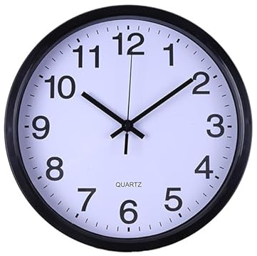 Cetornie Horloge Murale silencieuse et sans tic-tac - 30 cm - Décoration de Maison/Bureau/école/Cuisine - Horloge à Quartz Moderne (Noir)