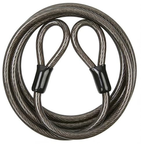 10FT Steel Security Cable Lock: Heavy Duty 12MM Braided Cable Flexible with Loops - Vinyl Coating&PVC Wrap Rust Proof for Anti-Theft of Bikes/Gates/Motorcycles/Furniture​