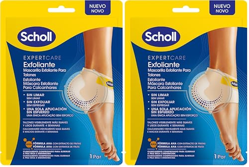Dr. Scholl's Expert Care Mascarilla Exfoliante para Talones - Clinicamente comprovado para eliminar a pele seca e endurecida - 1 par (Paquete de 2)