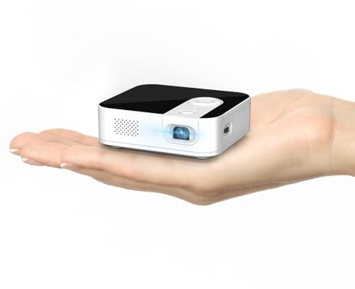 Ultra Mini Pico Pocket Projector, 1080P Support DLP LED Portable Projector, Built in Rechargeable Battery & Speaker, Wireless Micro Projector with WiFi and Bluetooth, Compatible with Phone/Pad/HDMI