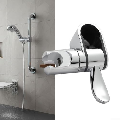 Supporto per soffione doccia girevole a 360° per barre da 32 mm, installazione senza trapano con cuscinetti resistenti ai graffi, staffa cromata in ABS ad angolo regolabile per anziani e limitati