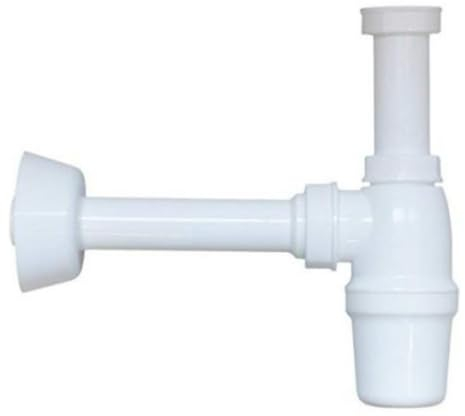 Schläfer 4396101 Sifone Universale per Lavabo Bagno e Cucina, Scarico Lavandino in Polipropilene, Raccordo G 1 1/4”, Tubo Attacco a Muro Ø 32mm, Sifone a Bottiglia, Colore Bianco