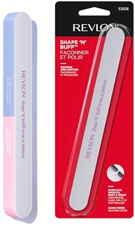 Revlon Shape 'N' Buff Nail Buffer Block, All-in-One Manicure Tool for Shaping & Shining Natural Fingernails, 1 Count