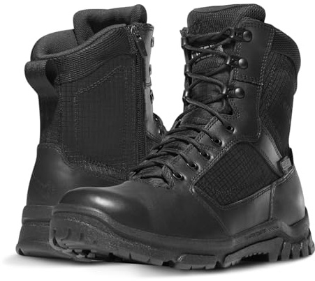 Danner Lookout 8” Side-Zip Tactical Boots for Men - BBP Waterproof, Polishable Full-Grain Leather & Nylon with Comfort Footbed, Slip-Resistant Outsole, Black - 9.5 D