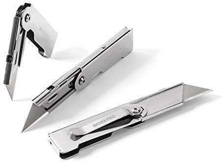 WORKPRO 3-Piece Quick Change Folding Pocket Utility Knife Set with Belt Clip