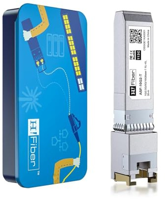 HiFiber 1x Módulo SFP+ a RJ45 10G Cobre, Chip Marvell 113C, 30 Metros | Módulo de Cobre con Autonegociación,Compatibile con Cisco,Ubiquiti UniFi,MikroTik, Netgear,TP-Link y Otros Switches MSA