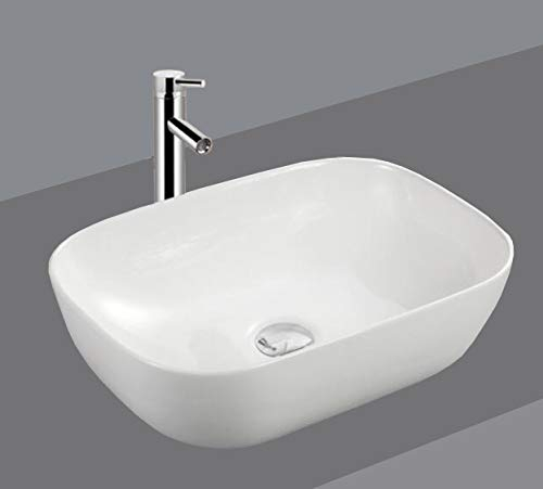 46 x 33 x 13,5 cm Lavabo ovalado, pequeño lavabo de cerámica ovalado, lavabo pequeño, de cerámica, color blanco