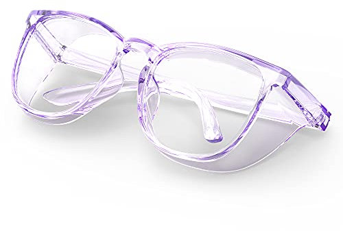MEIGIX Protective Eyewear Stylish Safety Glasses, Clear Anti-Fog Anti-Scratch Protective Glasses For Men And Women (Light purple)