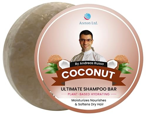 Shampoo solido a barra, naturale per nutrire i capelli secchi, previene le doppie punte con idrata. Completamente naturale senza ingredienti nocivi (cocco)