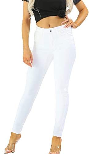 UC Ex High Street Brand White Jeans for Women, Ladies High Waisted Skinny Fit Stretchy Pants