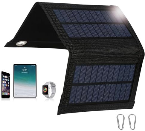 BuyWeek Panneau Solaire 15W Chargeur Portable Pliable avec Port USB pour Smartphone, Tablette, Portable - Étanche pour Camping, Randonnée