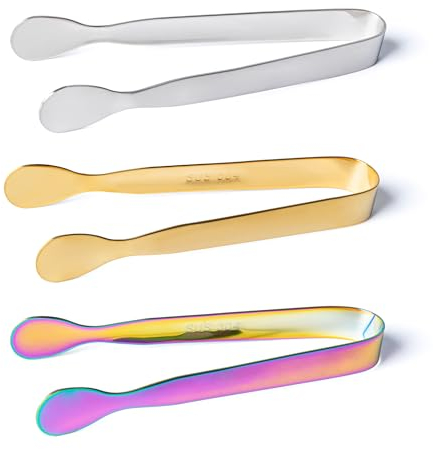 MEGAVOW 3 Pcs Pinze Zucchero, Mini Pinze da Portata in Acciaio Inox, Pinza per Insalata, Clip per Caramelle, Multicolore, Ideali per Matrimoni, Feste, Bar, Grill, Caffè, Cucina, Buffet
