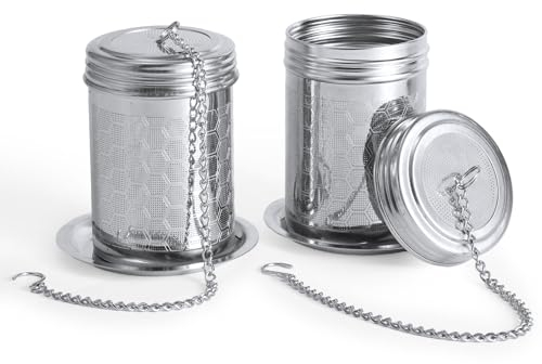 2pcs Infuseurs à Thé pour Thé en Vrac, Acier Inoxydable 304 Infuseur à Thé avec Égouttoir Maille Extra Fine Passoire à Thé avec Crochet de Chaîne Filtre à Thé Panier Diffuseur (Petit)