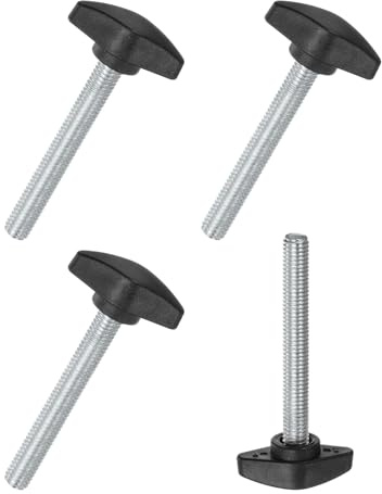 M METERXITY 4-Pezzi Viti a Testa Zigrinata, M8x55mm Manopole a T, Manopola di Serraggio in Plastica per Lavorazione del Legno/Macchinari/Attrezzature, Vite di Serraggio [Nero]