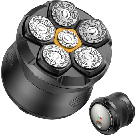 Singhere Glatzen Rasierer Herren, Wiederaufladbarer Kabelloser Skull Shaver, Nass- und Trocken Glatzenrasierer, Elektrischer 6d-Rasierer mit Flexiblem Kopf und Magnetischem Klingenkopf