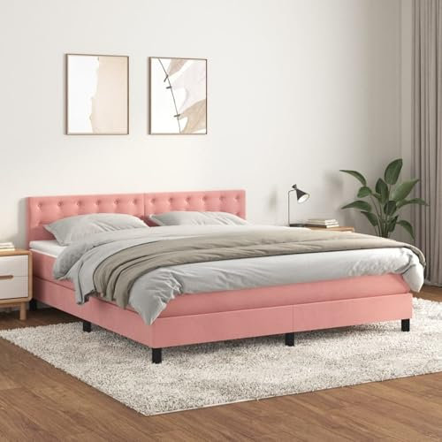 Sufrk Boxspringbett mit Matratze Rosa 180x200 cm Bett Boxspringbett Schlafzimmer MöBel Betten Bett Mit Matratze Samt - 3141562