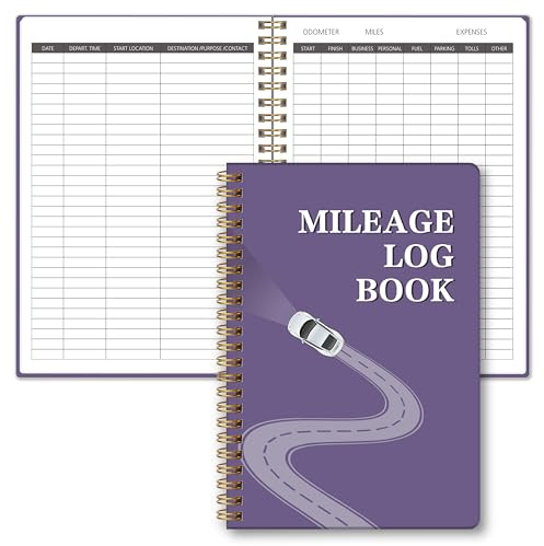 Carnet de kilométrage automobile pour personnel ou professionnel, carnet d'entretien du véhicule pour voiture, carnet de miles pour taxes, carnet de kilométrage de voiture pour dépenses, carnet de