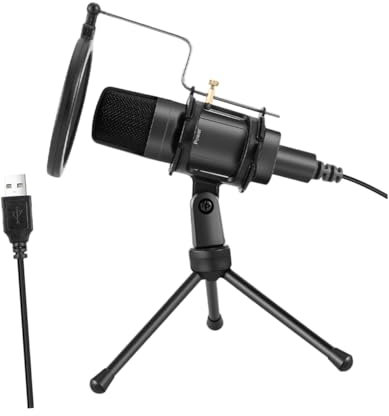 jojofuny 1ensemble Microphone USB à Condensateur pour De Microphone De Table pour Gaming Streaming Ktv Et Conférences avec Support Trépied Et Filtre Anti-