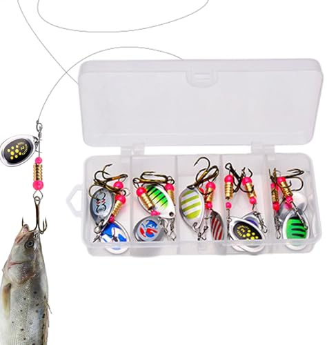 Ensemble d'appâts rotatifs en métal, appâts artificiels à paillettes - Leurre à paillettes pour,10x appâts durs spinner de pêche, appâts en métal dur pour la pêche à la truite, au, au brochet, au sa