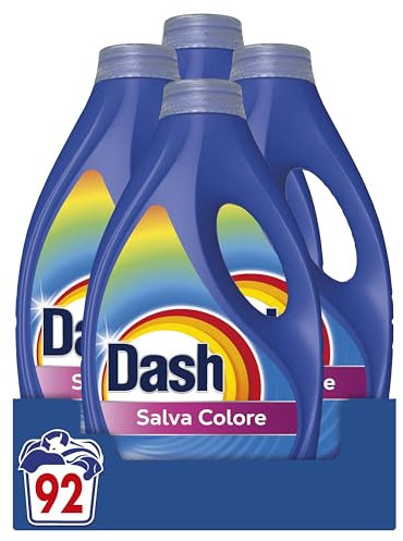 Dash Detersivo Liquido Lavatrice, 92 Lavaggi (4x23), Salva Colore, Brillantezza Per I Capi, Rimuove Le Macchi e Igienizza, Efficace Anche A Freddo E In Cicli Brevi