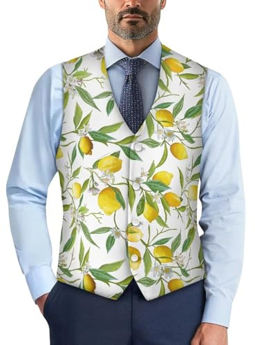 Suhoaziia Gilet de costume décontracté léger pour homme - Col en V - Pour fête, mariage