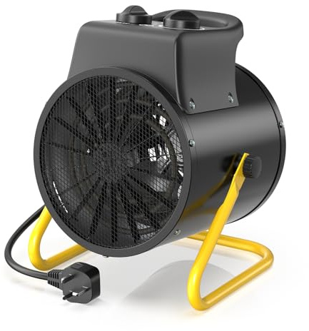 DAHTEC 2800W Electric Space Fan Heater - ECO Energy Efficient - Portable Heaters - Adjustable Angle & Overheat Protection - Ideal for Construction Site, Garage, Greenhouse