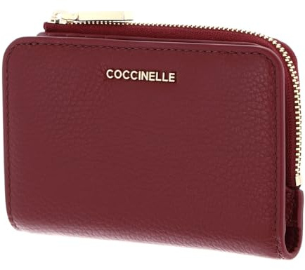 Coccinelle Cuir Porte-Monnaie Metallic Soft Wallet Ribes Framboise