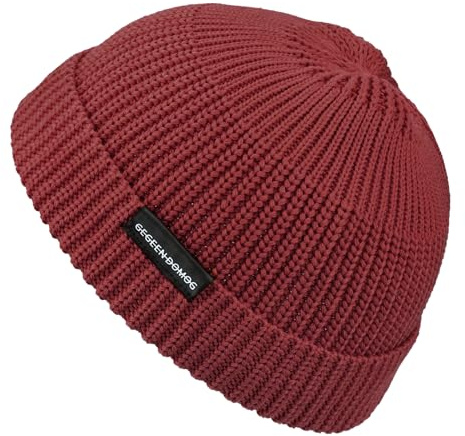 CLAPE Bonnet Court en Tricot Bonnet de Docker Elastique Casquette sans Visiere Homme Femme Fisherman Beanie Bonnet de Trawler d'hiver